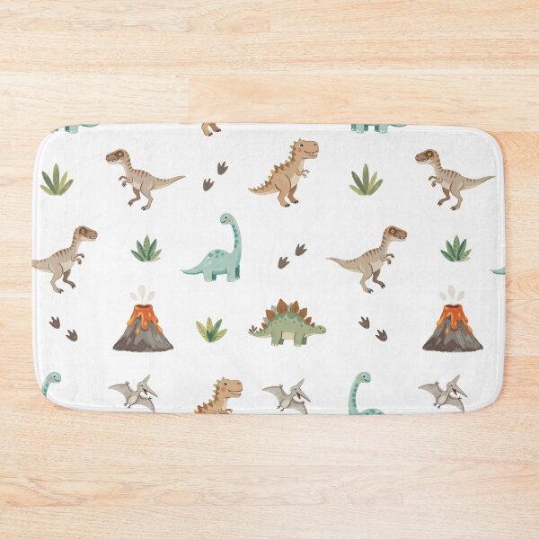 Item preview, cute dinosaur pattern on white designed and sold by Mike Kiev art.