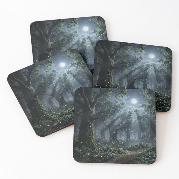Item preview, Ethereal Midnight Woodland Path and Glowing Fireflies designed and sold by Quiet life.