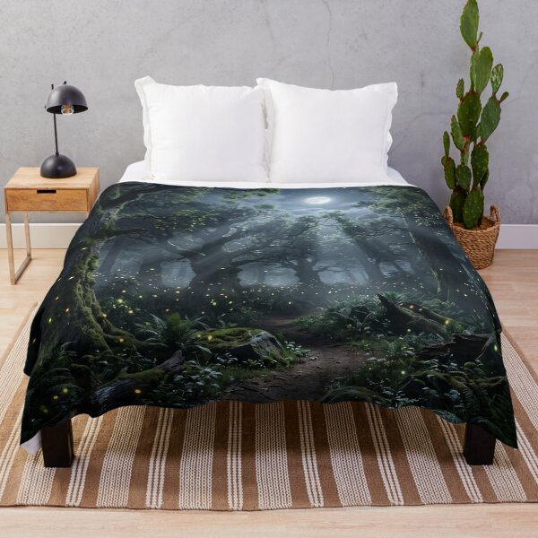 Item preview, Ethereal Midnight Woodland Path and Glowing Fireflies designed and sold by Quiet life.
