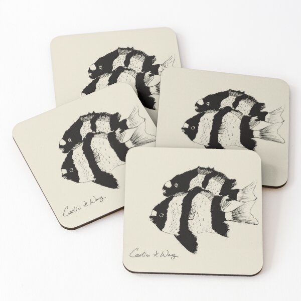 Item preview, Monochrome Striped Humbug Damselfish Art designed and sold by OceanZenieth.