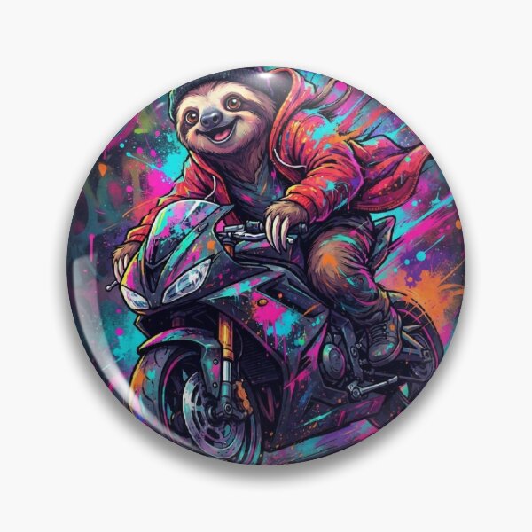 Item preview, Biker sloth in dynamic graffiti style designed and sold by SparTiere.