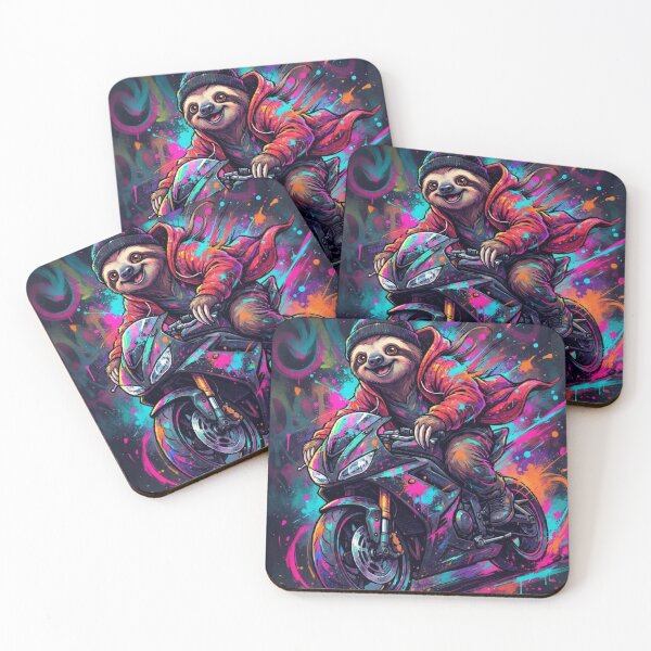 Item preview, Biker sloth in dynamic graffiti style designed and sold by SparTiere.