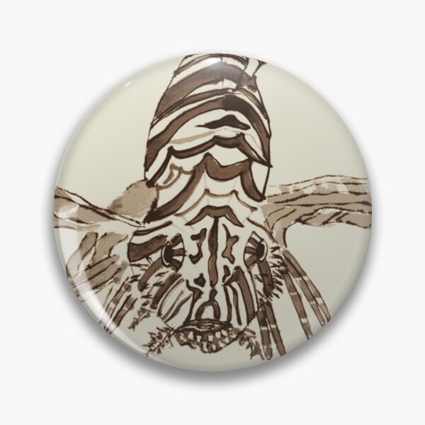 Item preview, Vintage Sepia Lionfish Ink Drawing designed and sold by OceanZenieth.