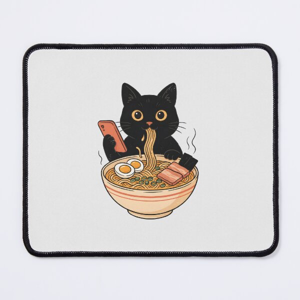 Item preview, Cute Black Cat Eating Ramen Noodles  designed and sold by Enea Kelo.