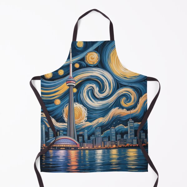Item preview, The CN Tower in Toronto at night, concrete and glass spire piercing Van Gogh's swirling 'Starry Night' sky over Lake Ontario designed and sold by 123ks.