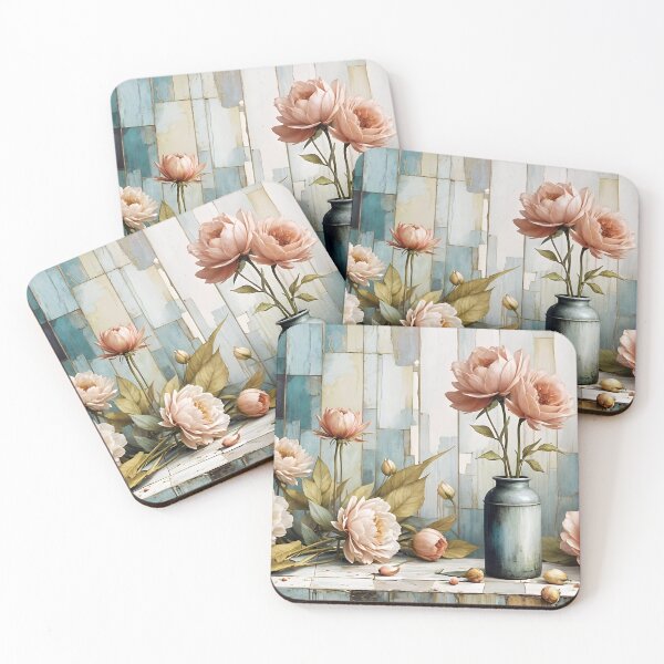 Item preview, Blush Peonies Still Life Art | Elegant Vintage Floral Bouquet Painting designed and sold by Patricia Johnston.
