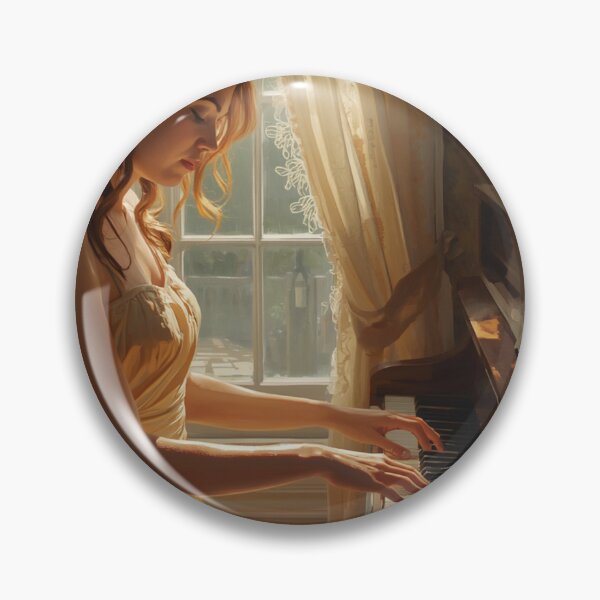 Item preview, Woman playing the piano portrait  designed and sold by Ricewantstea.