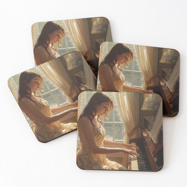 Item preview, Woman playing the piano portrait  designed and sold by Ricewantstea.