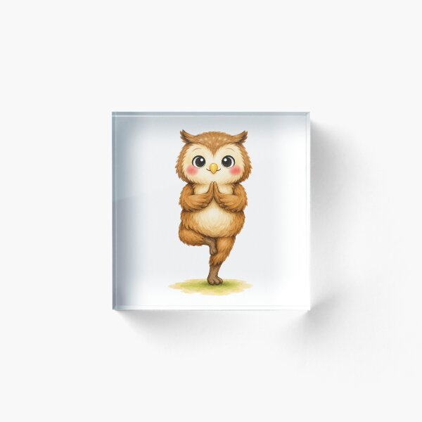 Item preview, Tree Pose Owl Yoga Watercolor Print designed and sold by YogiAnimalArt.