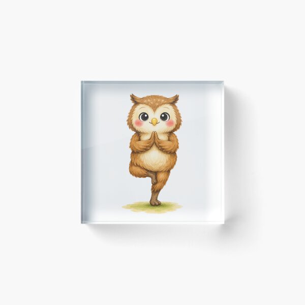 Item preview, Tree Pose Owl Yoga Watercolor Print designed and sold by YogiAnimalArt.