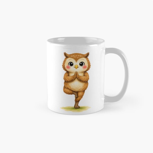Item preview, Tree Pose Owl Yoga Watercolor Print designed and sold by YogiAnimalArt.