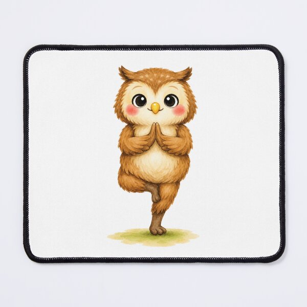 Item preview, Tree Pose Owl Yoga Watercolor Print designed and sold by YogiAnimalArt.