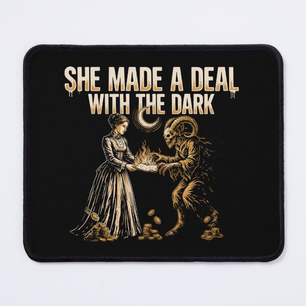 Item preview, She Made a Deal With the Dark, Demon Contract Gold Horror Vintage designed and sold by CryptReel.