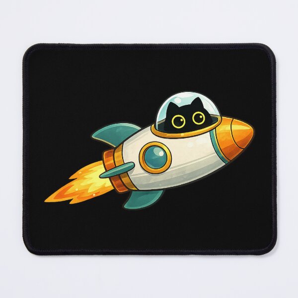 Item preview, Cute Black Cat Rocket — Blast Off designed and sold by Dream Machine.