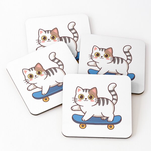 Item preview, A cartoon cat riding a skateboard designed and sold by Mike Kiev art.