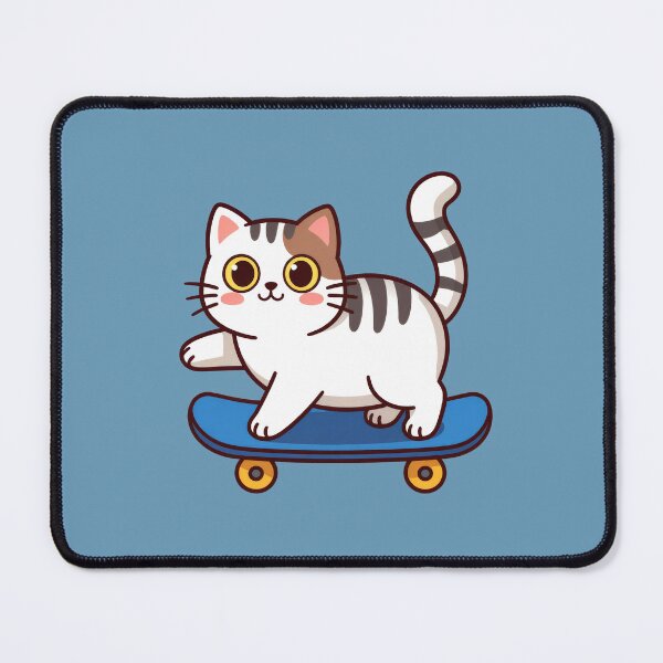 Item preview, A cartoon cat riding a skateboard designed and sold by Mike Kiev art.