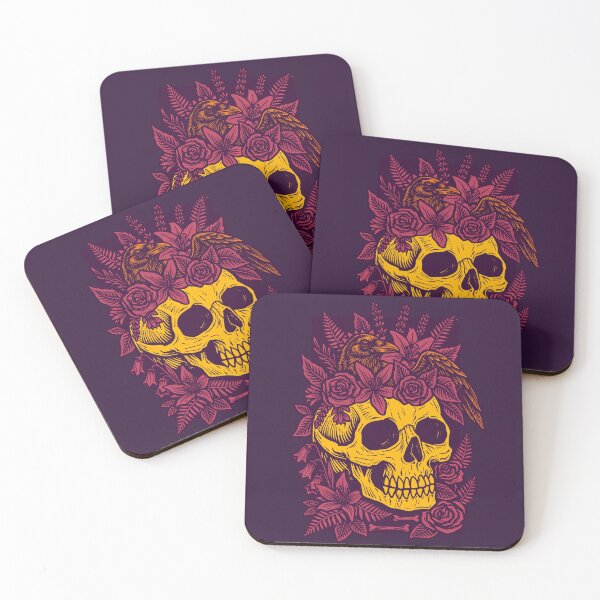Item preview, Gothic Floral Skull and Raven Linocut Art designed and sold by Alan Javier Cordoba Espinosa.