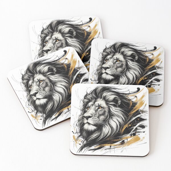 Item preview, Majestic Lion Wall Art, Black Gold Lion Illustration, Luxury Lion Portrait, King of the Jungle Design designed and sold by gkhanco.