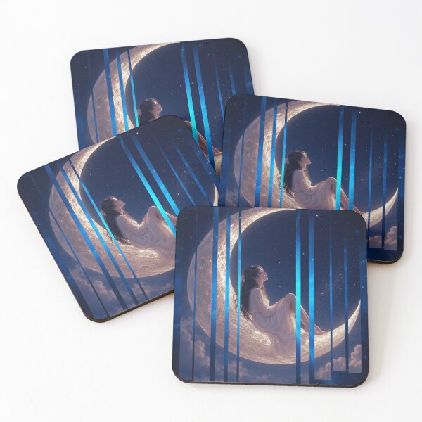 Item preview, A Girl Sitting on Moon designed and sold by PureArtBeauty.