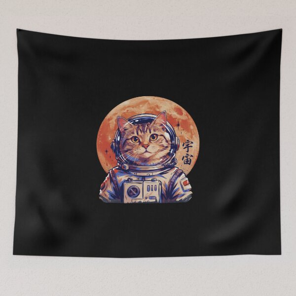 Item preview, Cute Astronaut Cat Space Helmet Kanji Art designed and sold by Enea Kelo.