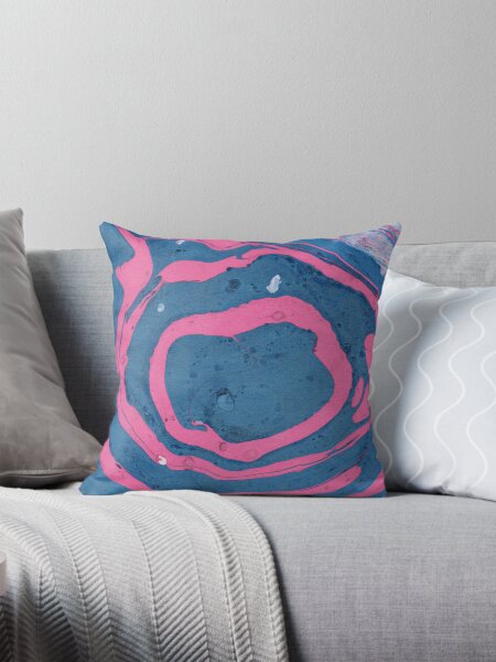 Item preview, DARK TURQUOISE AND HOT PINK MARBLING PAINT DESIGN designed and sold by ozcushionstoo.