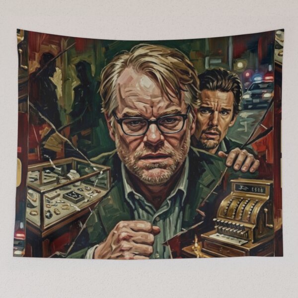 Item preview, Before The Devil Knows You’re Dead - Retro Crime Noir Oil Painting Movie Poster Art Print designed and sold by Art's Diner.