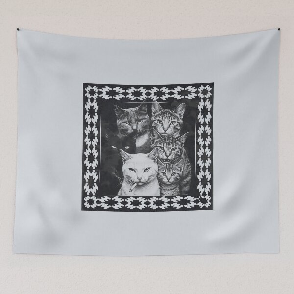 Item preview, Smoking White Cat Mob Gang Bandana Print designed and sold by Enea Kelo.
