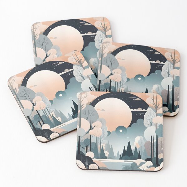 Item preview, Dreamscape Moonlit Forest Art | Modern Minimalist Woodland Landscape designed and sold by Patricia Johnston.