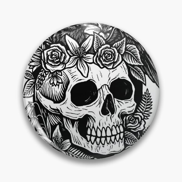 Item preview, Gothic Floral Skull and Raven Linocut Art-Black designed and sold by Alan Javier Cordoba Espinosa.