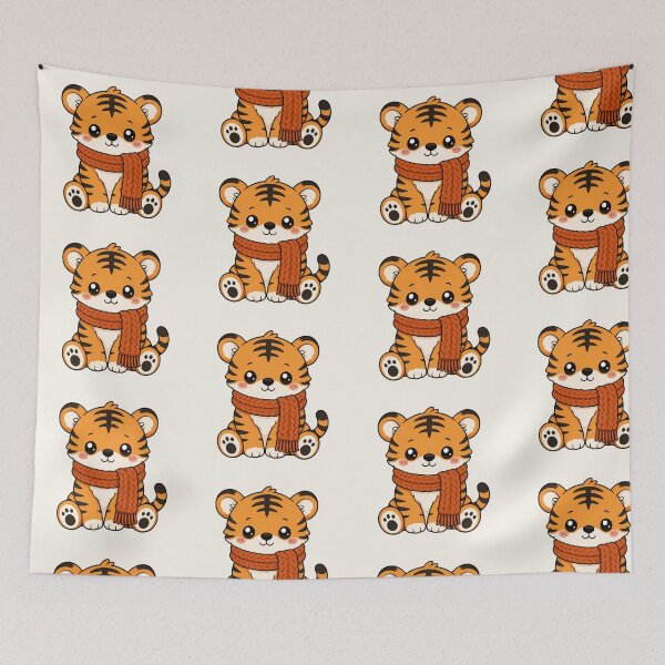 Item preview, Cute Tiger Cozy Scarf Winter Autumn Vibe designed and sold by Seculinator.