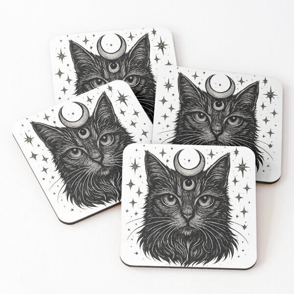 Item preview, Copy of Copy of Copy of Black Cat Moon Celestial Witchy Aesthetic Gothic Cat Design Sticker & T-Shirt designed and sold by Cat-astrophes.