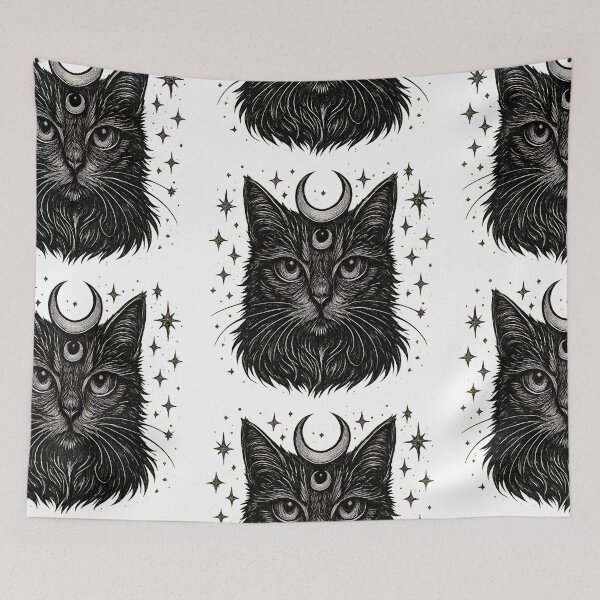 Item preview, Copy of Copy of Copy of Black Cat Moon Celestial Witchy Aesthetic Gothic Cat Design Sticker & T-Shirt designed and sold by Cat-astrophes.