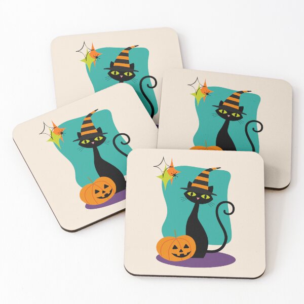 Item preview, Retro Mid Century Modern Halloween Cat designed and sold by Volt Junkies.