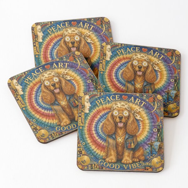 Item preview, Cocker Spaniel Art Dog Tie Dye Hippie | Peace Art Good Vibes | Gustav Klimt Salvador Dali Style designed and sold by Natalia-Vlad.