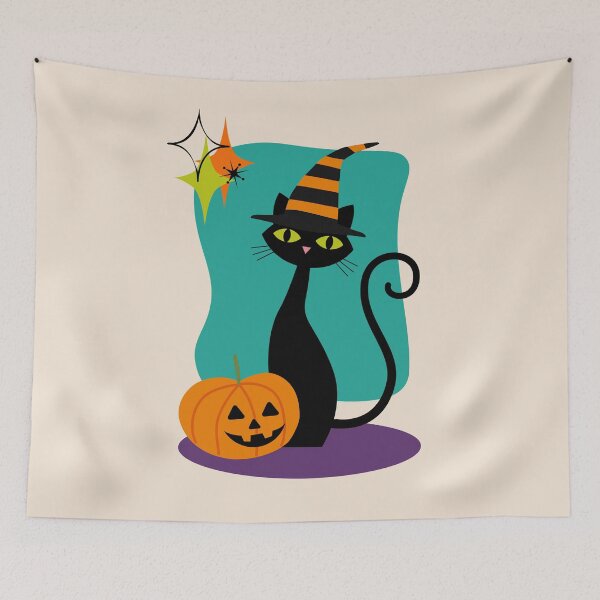 Item preview, Retro Mid Century Modern Halloween Cat designed and sold by Volt Junkies.