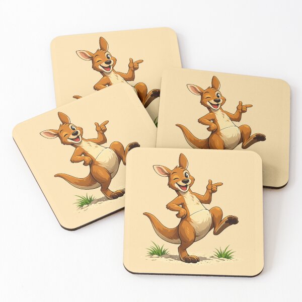 Item preview, Funny Winking Kangaroo Cartoon Cute Happy Aussie Animal Illustration. designed and sold by LunaPrintCo.