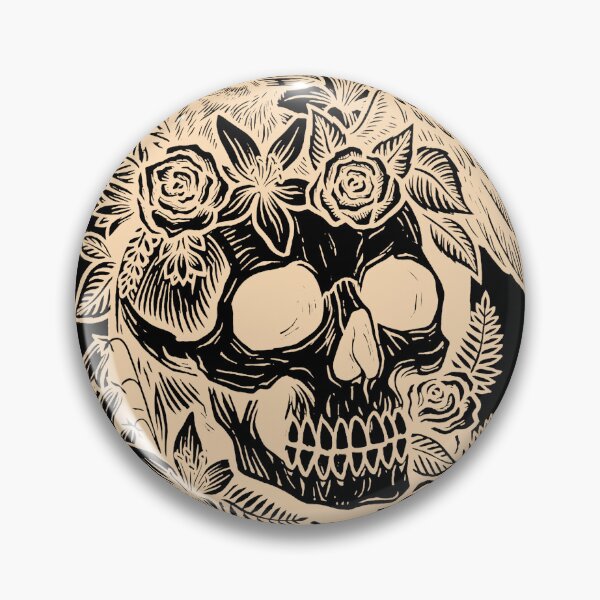 Item preview, Gothic Floral Skull and Raven Linocut Art-White designed and sold by Alan Javier Cordoba Espinosa.