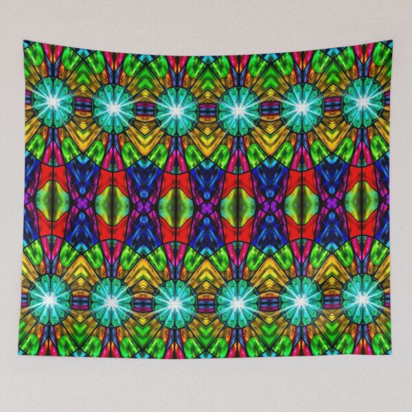 Item preview, Rainbow Stained Glass Pattern | Vibrant Kaleidoscope Mosaic Geometric Art Design designed and sold by Sachie's Studio.