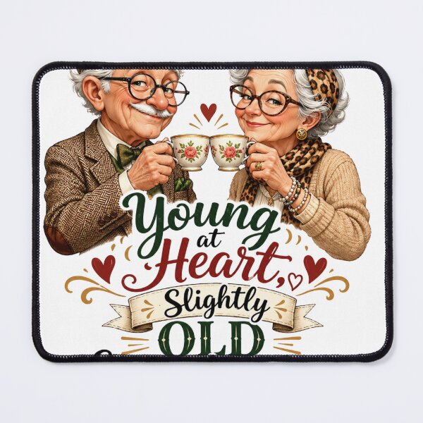 Item preview, Young at Heart, Slightly Old Everywhere Else – Funny Senior Couple designed and sold by Quirky Gaps.