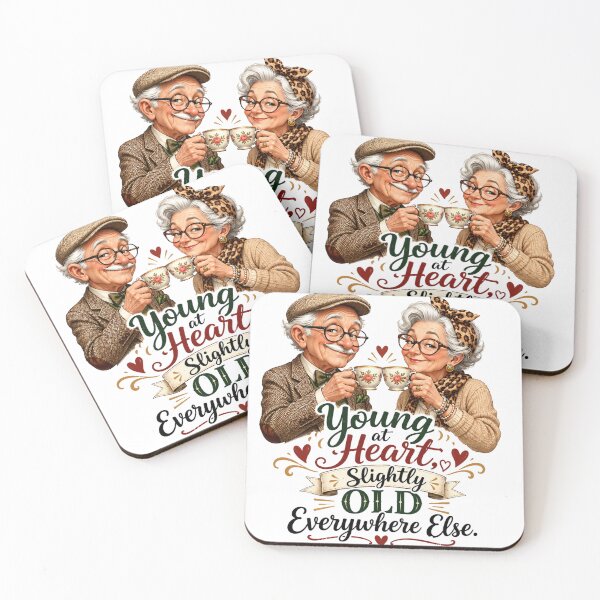 Item preview, Young at Heart, Slightly Old Everywhere Else – Funny Senior Couple designed and sold by Quirky Gaps.