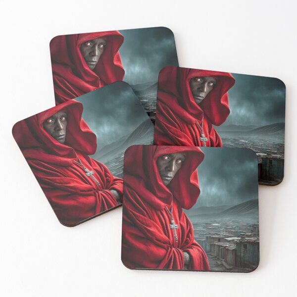 Item preview, Mysterious man in Red Hood Amidst Dark Landscape designed and sold by Artessie.