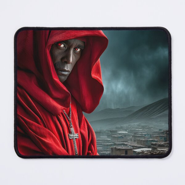 Item preview, Mysterious man in Red Hood Amidst Dark Landscape designed and sold by Artessie.