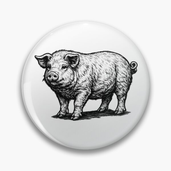 Item preview, Realistic minimalistic black and white pig designed and sold by Minimalisticaly.