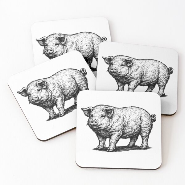 Item preview, Realistic minimalistic black and white pig designed and sold by Minimalisticaly.