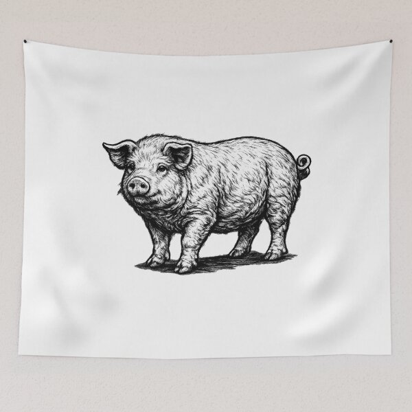 Item preview, Realistic minimalistic black and white pig designed and sold by Minimalisticaly.