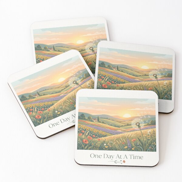 Item preview, One Day At A Time Shirt – Wildflower Sunrise Landscape Recovery Quote Tee designed and sold by DmaarGroup.