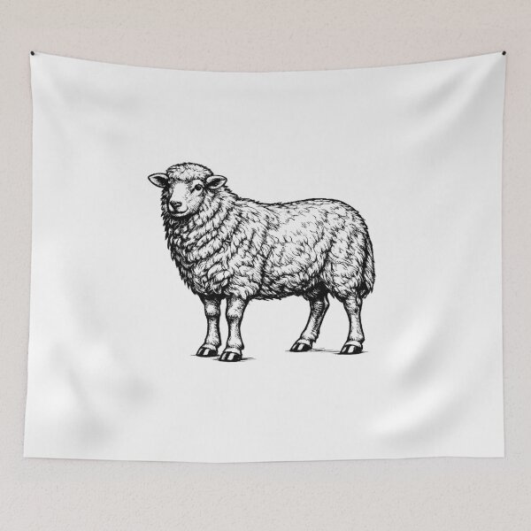 Item preview, Realistic minimalistic black and white sheep designed and sold by Minimalisticaly.