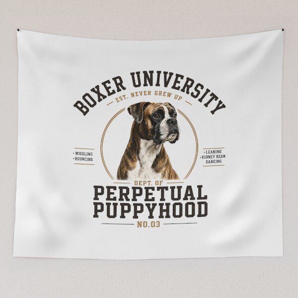Artikelvorschau, Boxer-Abteilung für ewige Welpenzeit | Lustiges Boxer-Hunde-College-Shirt | Geschenk für Boxer-Mamas | Boxer-Universität entworfen und verkauft von TheDogClub.