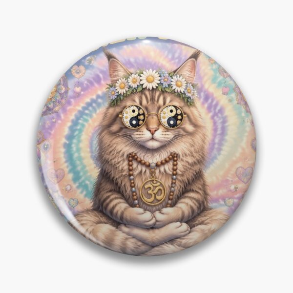 Item preview, Inner Peace Outer Meow | Hippie Maine Coon Cat | Yoga Zen Kitty | Tie Dye Mandala designed and sold by Natalia-Vlad.