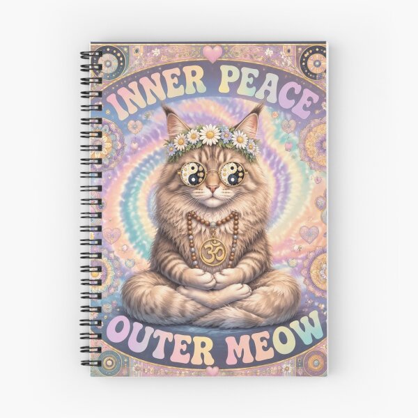 Item preview, Inner Peace Outer Meow | Hippie Maine Coon Cat | Yoga Zen Kitty | Tie Dye Mandala designed and sold by Natalia-Vlad.